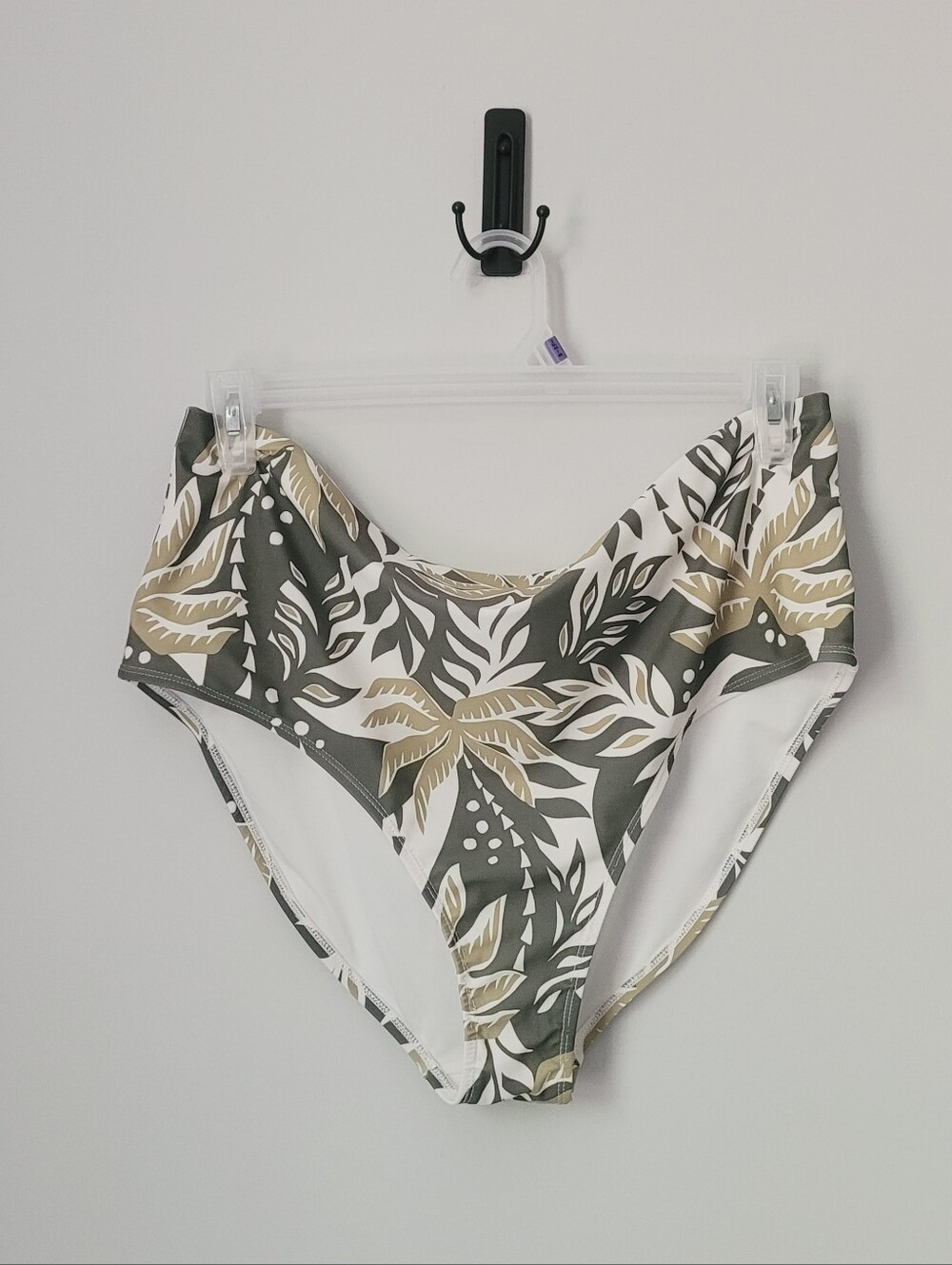 Old Navy High-Waist Tropical Print Bikini Bottoms - Olive & Beige 2X